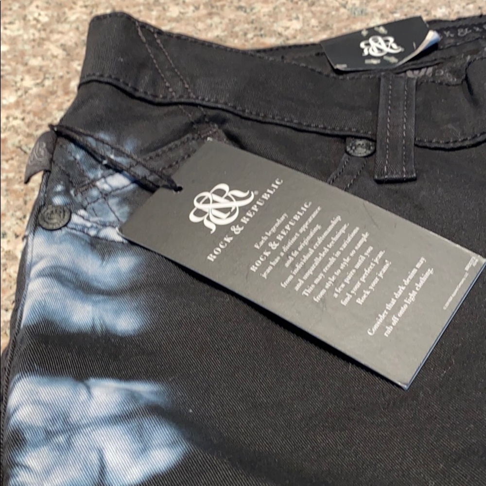 Rock & Republic NEW black “tie dye” jeans sz 6